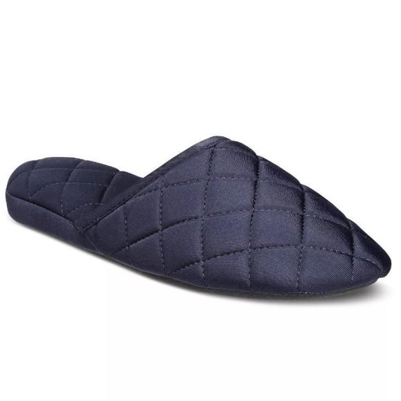BUNDLE KEEP ONE POSH ONE" WOMEN'S QUILTED CLOSED TOE SLIDE SLIPPERS NAVY - Picture 2 of 3